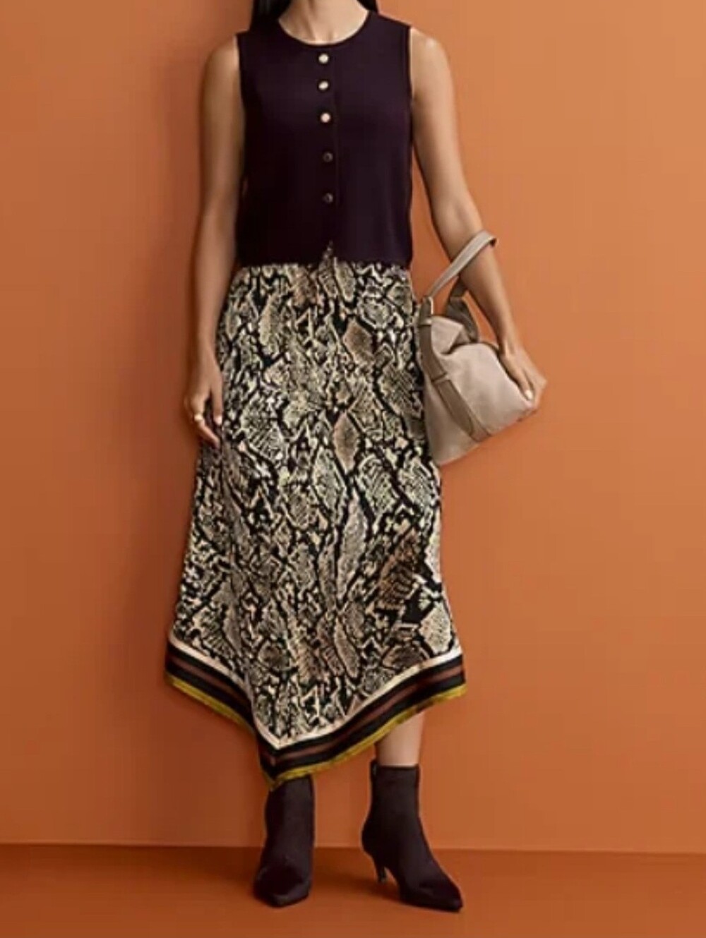 Worthington Asymmetrical Snake Print Skirt size 18 W